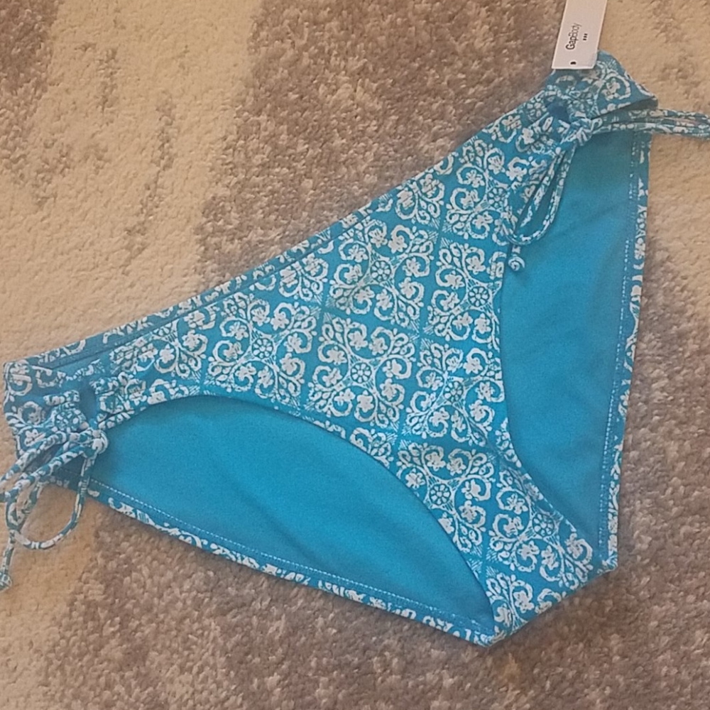 GAP Aqua Blue Pattern Bikini Bottom sz Medium NEW